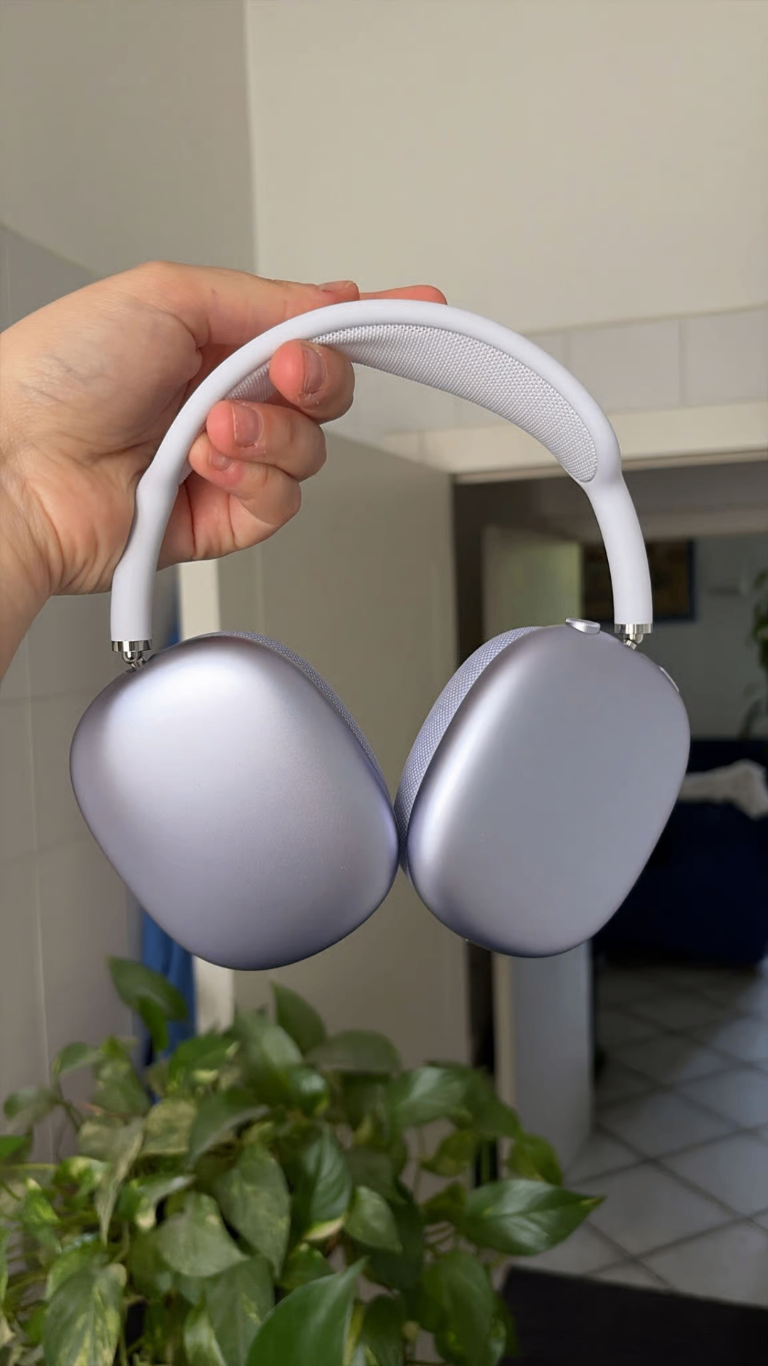 Customer holding Hidden Maxes headphones